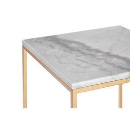 Orsina Set Of 2 Square Cuboid Side Tables, White Marble Top Nesting Tables, Gold Metal Frame Accent Tables - thumbnail 3