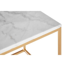 Orsina Set Of 2 Square Cuboid Side Tables, White Marble Top Nesting Tables, Gold Metal Frame Accent Tables - thumbnail 5