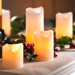 4 X Ivory Cream Real Wax Led Pillar Candles - Battery Powered Flickering Light Home Decoration - One Of Each 5, 7.5, 10 & 13Cm - thumbnail 2