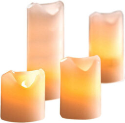 4 X Ivory Cream Real Wax Led Pillar Candles - Battery Powered Flickering Light Home Decoration - One Of Each 5, 7.5, 10 & 13Cm - thumbnail 1