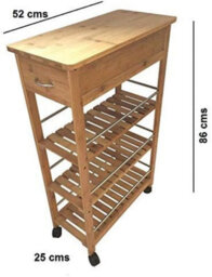 Hygrad Built to Survive 4 Tier Slimline Portable Natural Bamboo Space Saver Wood Kitchen Trolley Drawer Organizer Cart Island Storage Basket Utility Rack - thumbnail 4