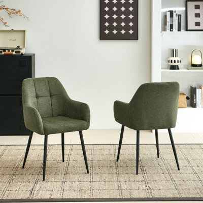 Sonara Modern Set Of 2 Dining Chairs With Plush Chenille, Curved Backrest And Metal Legs - image 1