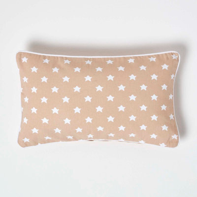 Homescapes Cotton Beige Stars Cushion Cover, 30 X 50 Cm - image 1