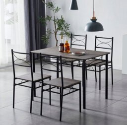 Mcc Direct Dining Table And 4 Chairs Set With Metal Frame Silvia Range - Brown