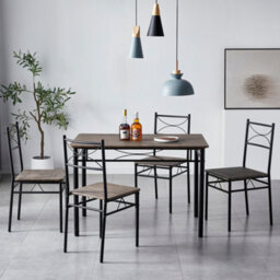 Mcc Direct Dining Table And 4 Chairs Set With Metal Frame Silvia Range - Brown - thumbnail 2