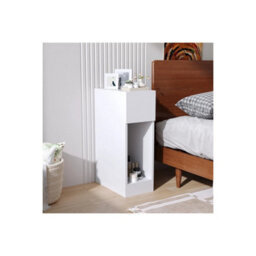 1 Drawer-White Narrow Cabinet Tables White Slim Bedside Table Nightstand With Shelf Drawer 60Cm - thumbnail 6