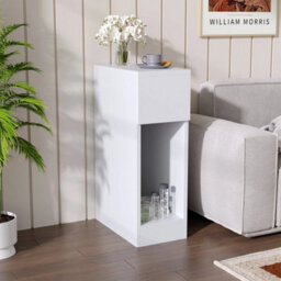 1 Drawer-White Narrow Cabinet Tables White Slim Bedside Table Nightstand With Shelf Drawer 60Cm - thumbnail 5