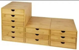 Xample Drawer Bamboo Desk Organiser With A4 Drawers 3 Tier Sturdy Wooden Home Office Desktop Storage For Documents, Crafts & Stationery - thumbnail 5