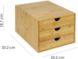Xample Drawer Bamboo Desk Organiser With A4 Drawers 3 Tier Sturdy Wooden Home Office Desktop Storage For Documents, Crafts & Stationery - thumbnail 6
