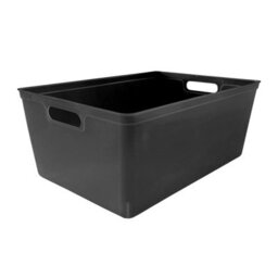Simpa 6Pc 11L Black Plastic Storage Basket Studio Organiser Trays With Handles - thumbnail 2