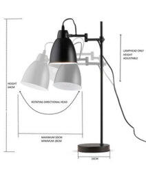 Lighting Supermarket Noir Industrial Adjustable Swing Arm Black Table Desk Lamp - thumbnail 2