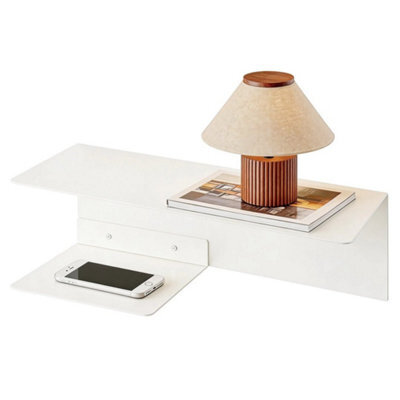 White Wall Mounted Bedside Shelf Storage Rack - image 1