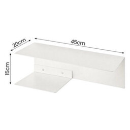 White Wall Mounted Bedside Shelf Storage Rack - thumbnail 2