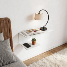White Wall Mounted Bedside Shelf Storage Rack - thumbnail 3