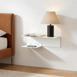 White Wall Mounted Bedside Shelf Storage Rack - thumbnail 4