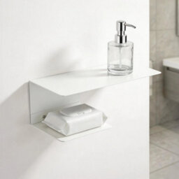White Wall Mounted Bedside Shelf Storage Rack - thumbnail 5