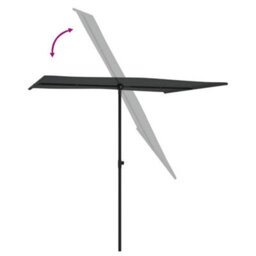 Walplus Garden Parasol With Aluminium Pole 2X1.5 M Anthracite - thumbnail 6