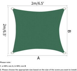 Green 2X2M Shade Sail Waterproof Uv Resistant - thumbnail 2