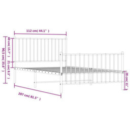 Berkfield Metal Bed Frame With Headboard And Footboard White 107X203 Cm - thumbnail 9