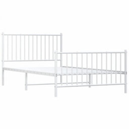 Berkfield Metal Bed Frame With Headboard And Footboard White 107X203 Cm - thumbnail 4