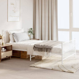 Berkfield Metal Bed Frame With Headboard And Footboard White 107X203 Cm - thumbnail 1
