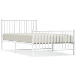 Berkfield Metal Bed Frame With Headboard And Footboard White 107X203 Cm - thumbnail 2