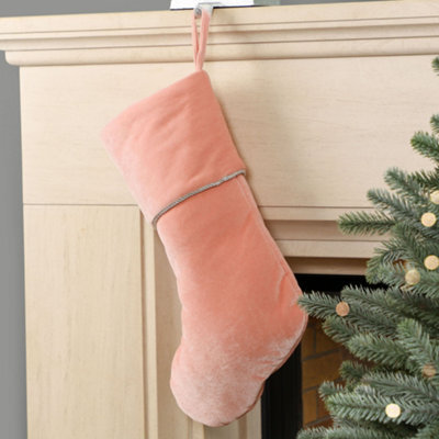 Dibor Light Pink Knightsbridge Velvet Xmas Gift Decoration Christmas Stocking For Kids - image 1