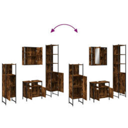 Berkfield 4 Piece Bathroom Cabinet Set Smoked Oak Engineered Wood - thumbnail 9