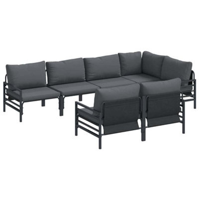 Berkfield Modern Garden Sofa Set With Cushion 7 Pcs Anthracite Steel & Fabric - image 1