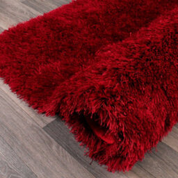 Red Plain Shaggy Handmade Plain Sparkle Rug For Bedroom & Living Room-80Cm X 150Cm - thumbnail 4