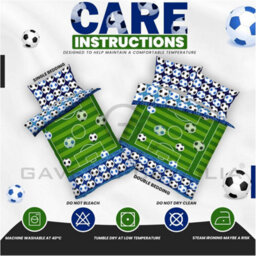 Gc Gaveno Cavailia Kids Printed Goal Blue Single Reversible Football Printed Duvet Cover With Matching Pillowcase Bedding Set - thumbnail 4