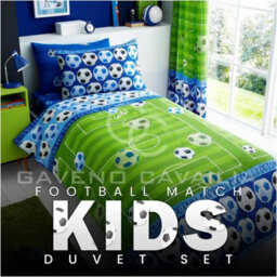 Gc Gaveno Cavailia Kids Printed Goal Blue Single Reversible Football Printed Duvet Cover With Matching Pillowcase Bedding Set - thumbnail 6