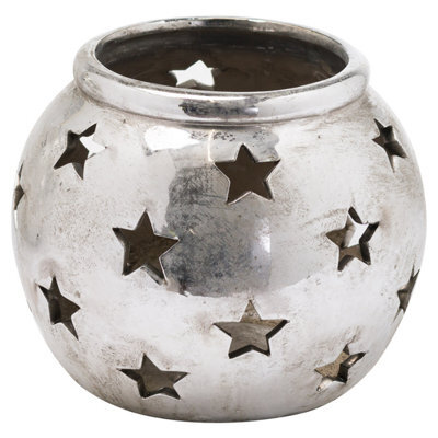 Hill Interiors Aspen Star Candle Lantern Silver (10Cm X 14Cm)