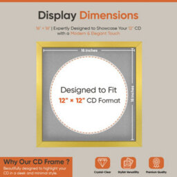 "16X16"" Gold Modern Vinyl Record Frame With Silver Mount For 12 Inch Lp Disc - Ak Frames" - thumbnail 2