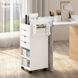 Mobile Storage Cabinet With 2 Open Shelves 2 Dowel Rods For Home - thumbnail 5