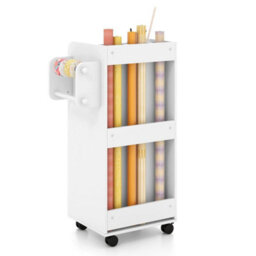 Mobile Storage Cabinet With 2 Open Shelves 2 Dowel Rods For Home - thumbnail 4
