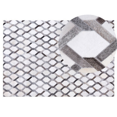 Beliani Rug Aydin Grey 140 X 200 Cm Leather - image 1