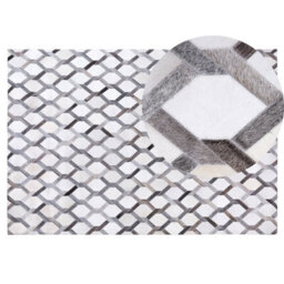 Beliani Rug Aydin Grey 140 X 200 Cm Leather - thumbnail 1