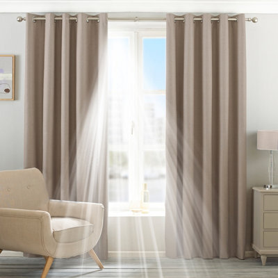 Riva Home Thermal Blackout Eyelet Curtain Pair Natural (W)168Cm X (D)137Cm