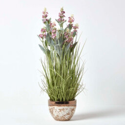 Homescapes Artificial Pink Handcrafted Lavender Plant In Decorative Metallic Ceramic Pot, 66 Cm - thumbnail 5