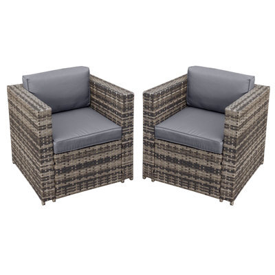 Oseasons Malta Rattan 2 Seat Twin Chair Set In Walnut Grey - image 1