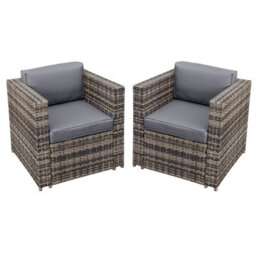 Oseasons Malta Rattan 2 Seat Twin Chair Set In Walnut Grey - thumbnail 1