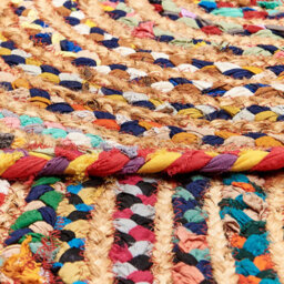Beliani Aurora Home 140Cm Round Braided Cotton Rug Multicolour For Bedroom And Living Room - thumbnail 6