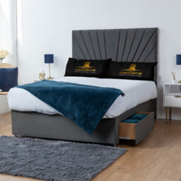 UKBEDFURNITURE Sunrise Steel Plush  Divan Bed Base With 26 Inch Headboard - No Storage - thumbnail 2
