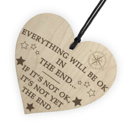 Red Ocean Everything Will Be Okay In The End Hanging Heart Wood Sign Gift - thumbnail 6