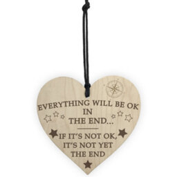 Red Ocean Everything Will Be Okay In The End Hanging Heart Wood Sign Gift - thumbnail 5