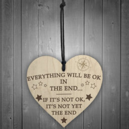 Red Ocean Everything Will Be Okay In The End Hanging Heart Wood Sign Gift - thumbnail 2