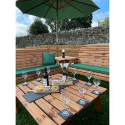 Charles Taylor Wooden Balmoral Deluxe 9 Seater Bench Chair Square Table Green - thumbnail 3