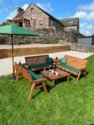 Charles Taylor Wooden Balmoral Deluxe 9 Seater Bench Chair Square Table Green - thumbnail 2