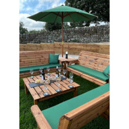 Charles Taylor Wooden Balmoral Deluxe 9 Seater Bench Chair Square Table Green - thumbnail 4